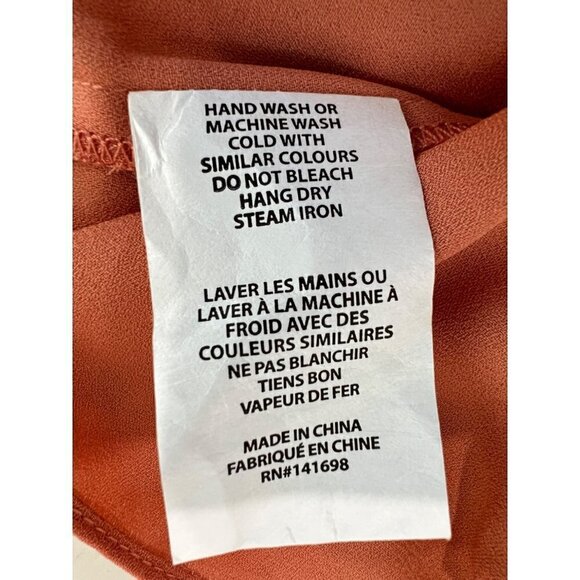 New RAMY BROOK Size M Preston Mini Dress Coral Combo Smocked Waist, Ruffle Hem - Picture 13 of 14